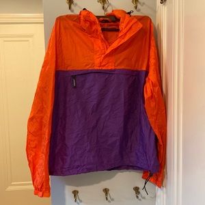 Patagonia XL rain pullover orange and purple
